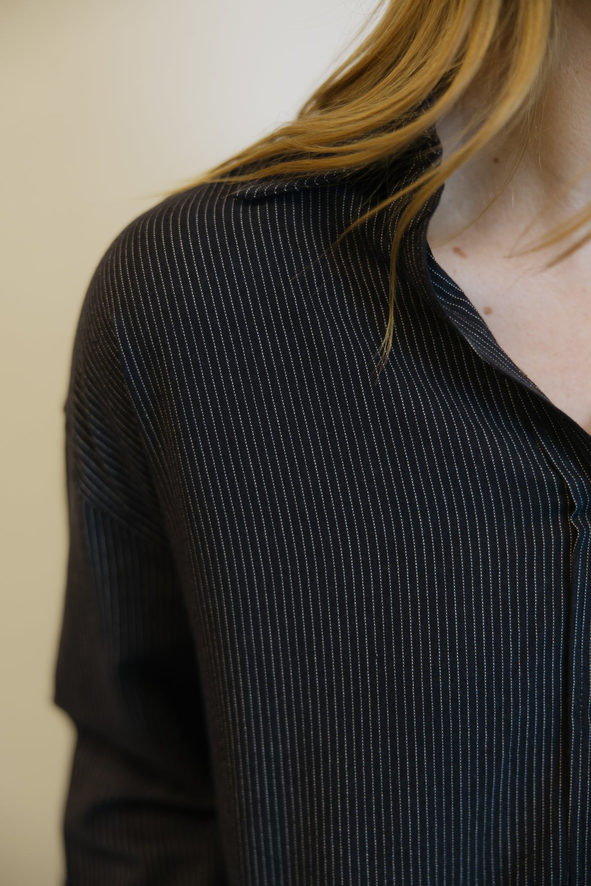 Navy Pinstripe Button Down