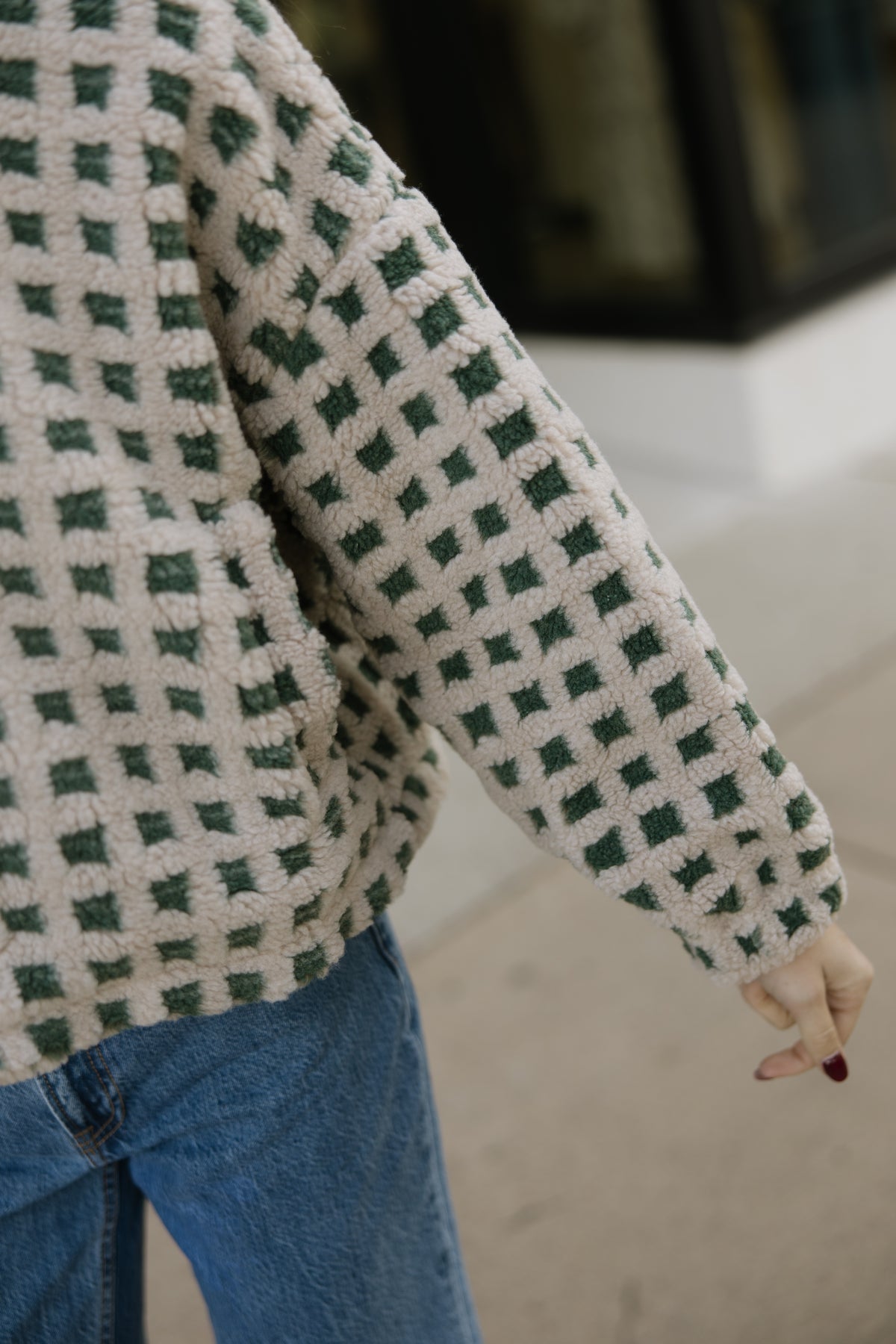 Taupe Checkered Fuzzy Jacket