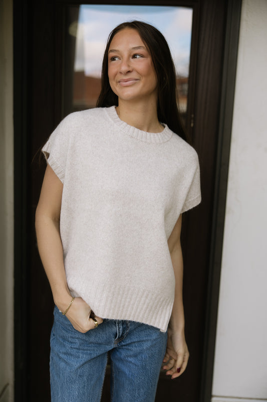 Oatmeal Roundneck Sweater Vest