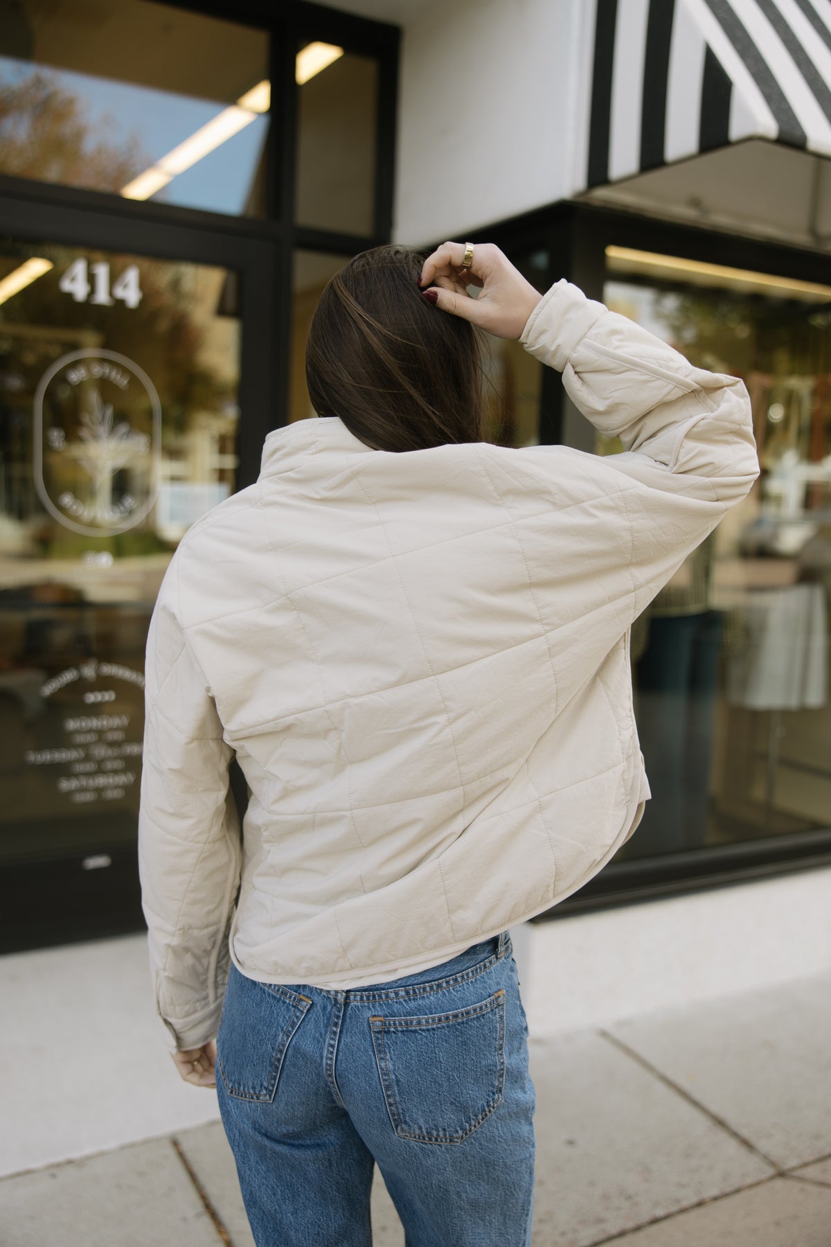 Beige Quilted Puffer Jacket