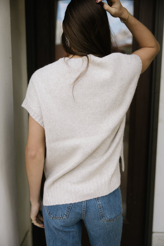 Oatmeal Roundneck Sweater Vest
