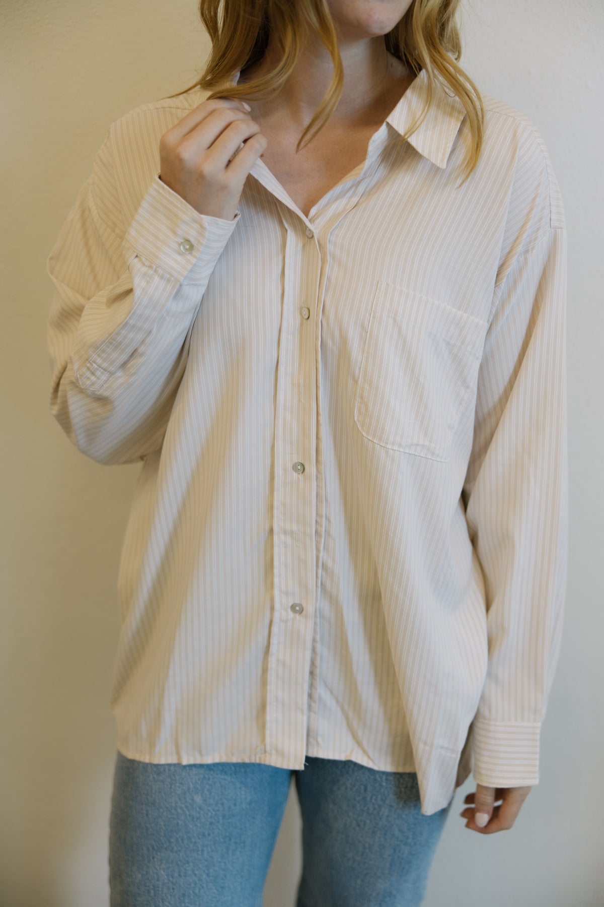 Beige Collared Button Down