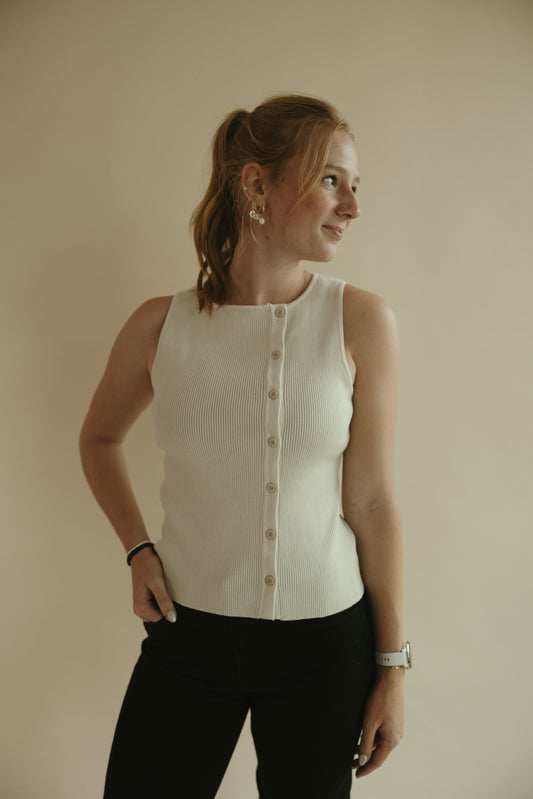 Boat Neck Button Up Tank