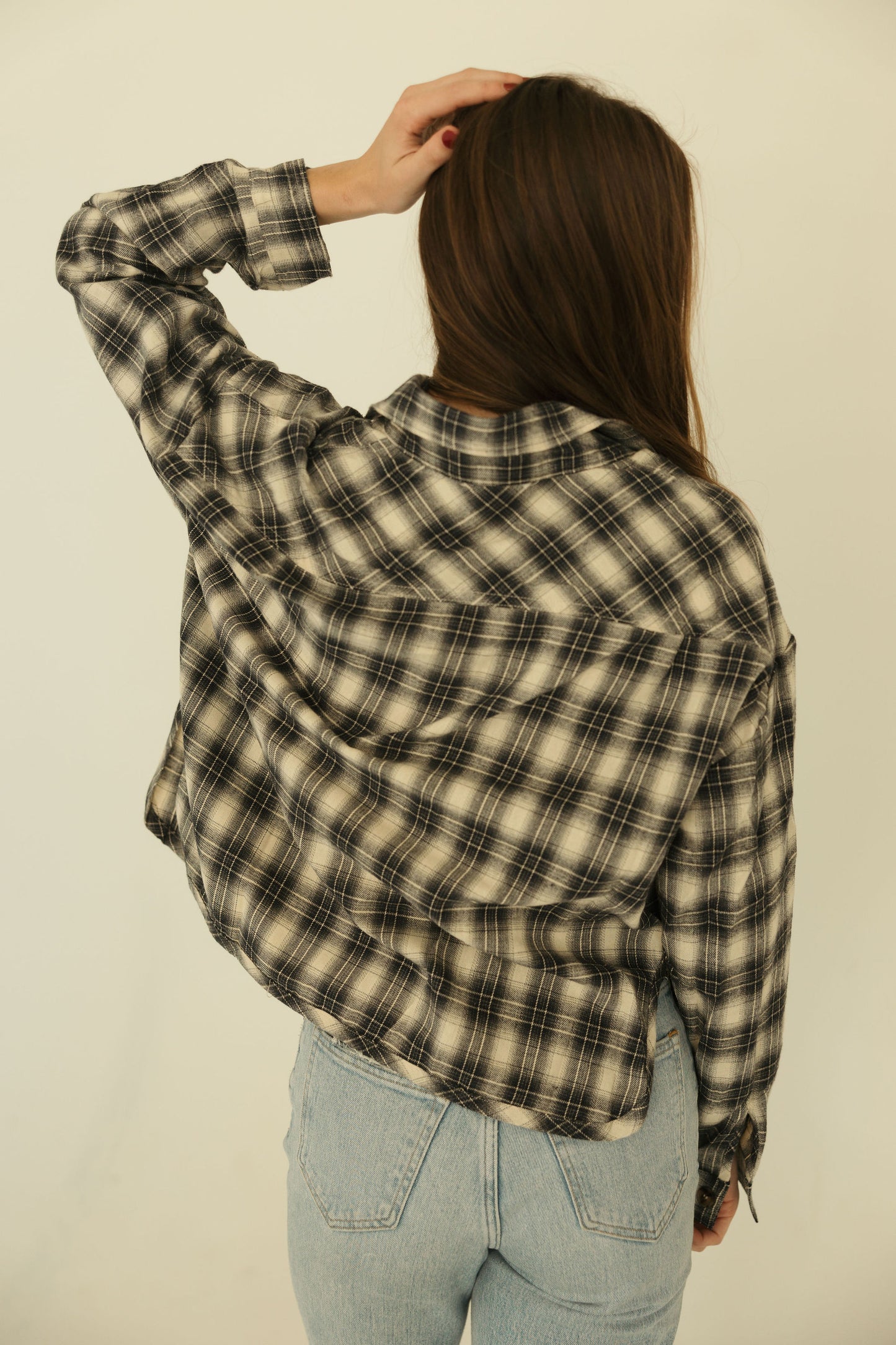 Navy Plaid Longsleeve Jacket