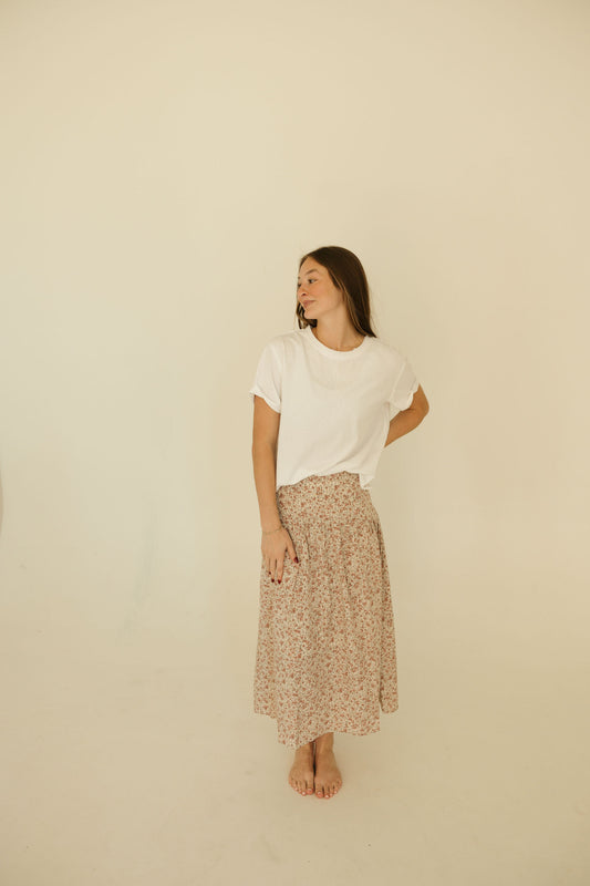 Floral Drop Waist Midi Skirt