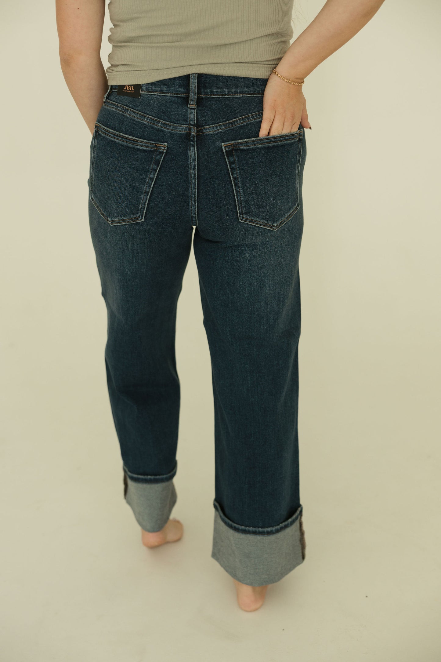 Petite Cuffed Slim Wide Leg Jeans