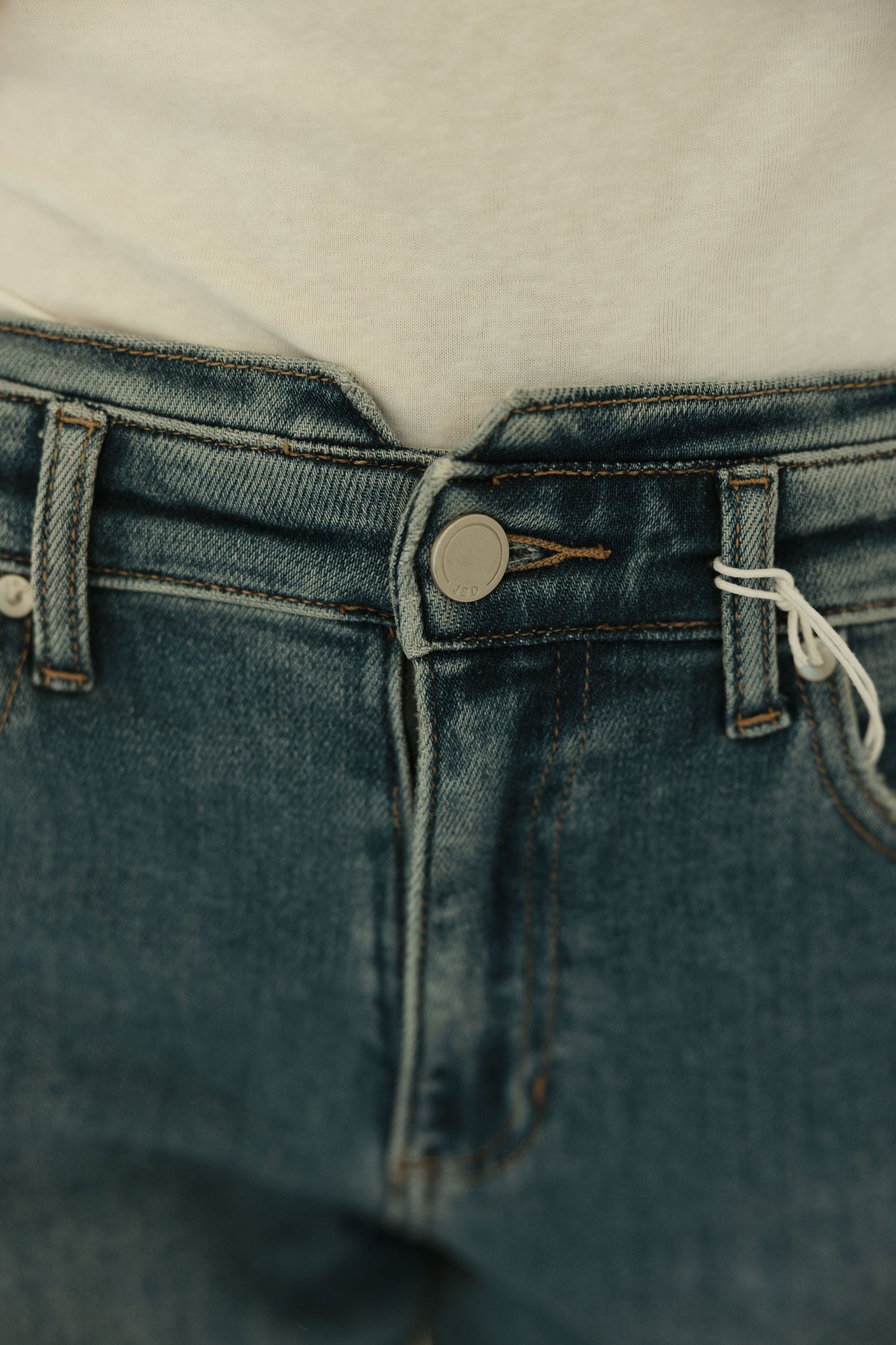 Detail Waistband Wide Leg Jeans