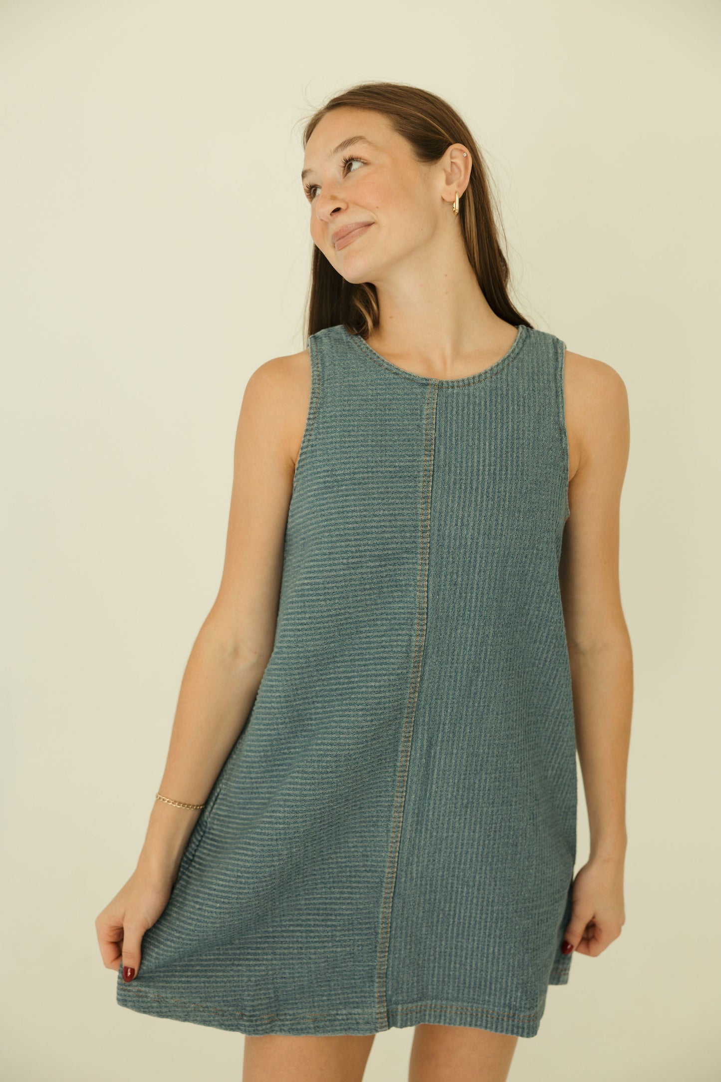 Stripe Denim Mini Dress