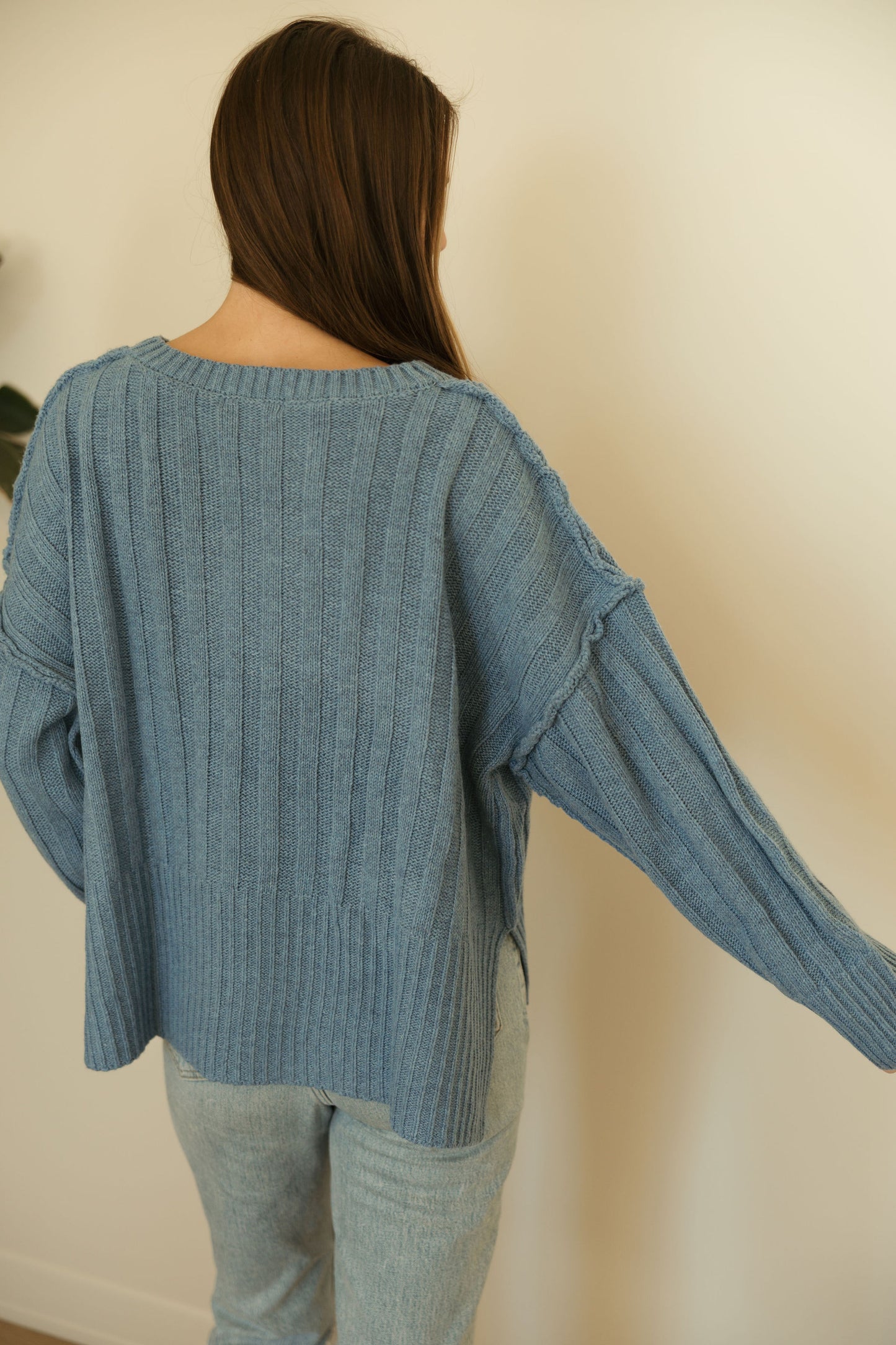 Blue Pullover Pocket Sweater