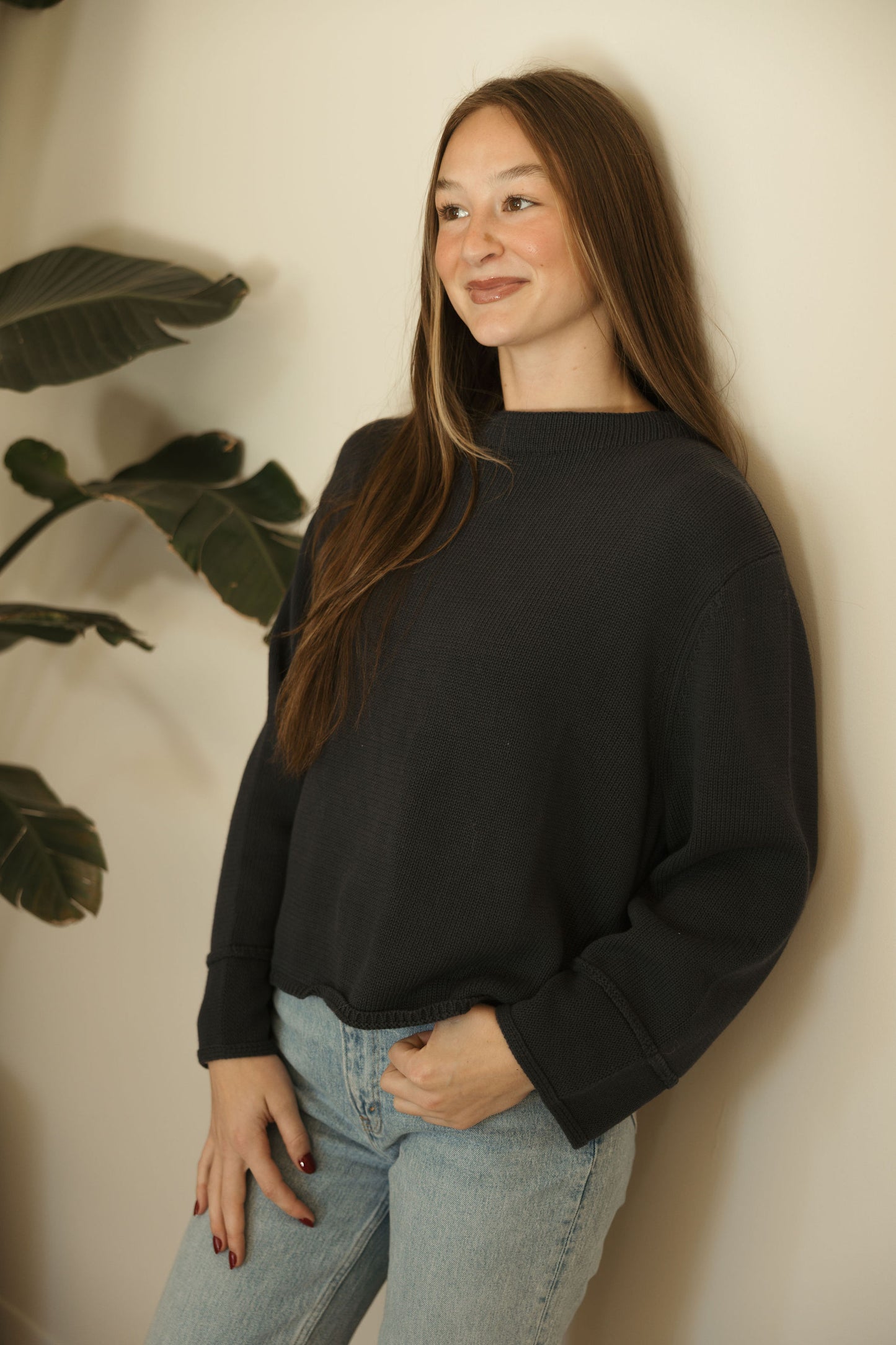 Navy High Neck Sweater