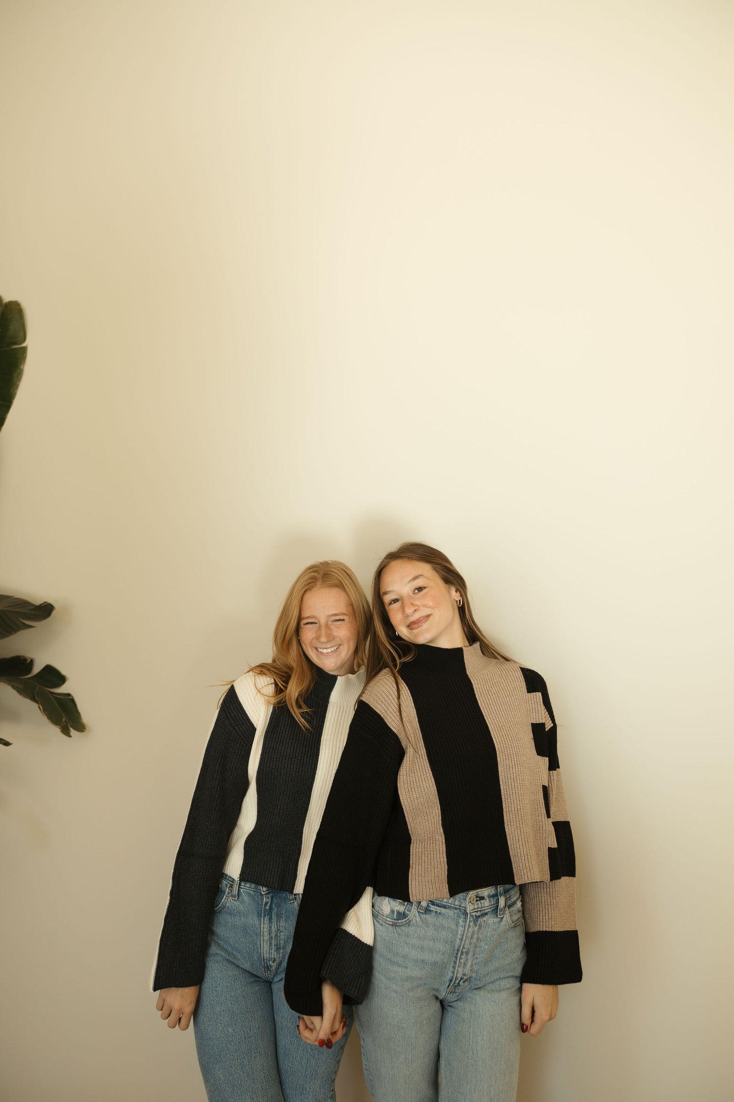 Taupe & Black Turtleneck Sweater