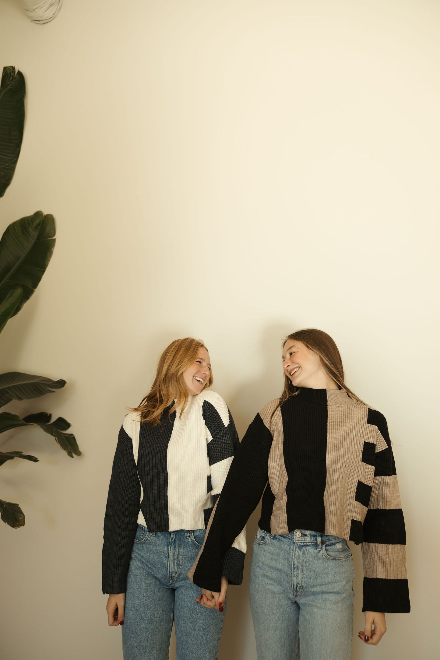 Taupe & Black Turtleneck Sweater