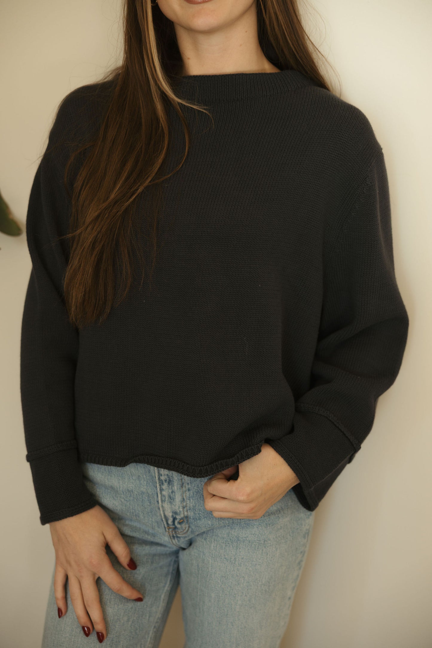 Navy High Neck Sweater