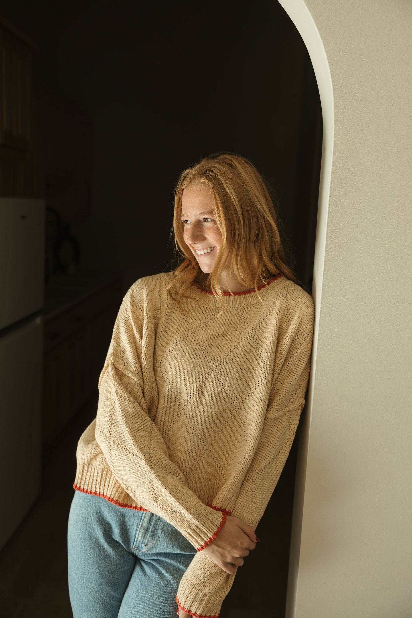 Diamond Knit Pullover Sweater