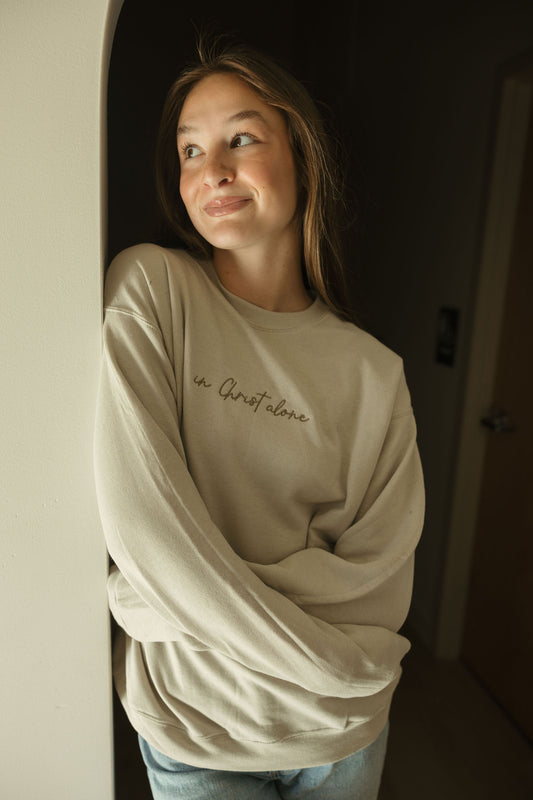 In Christ Alone Embroidered Crewneck