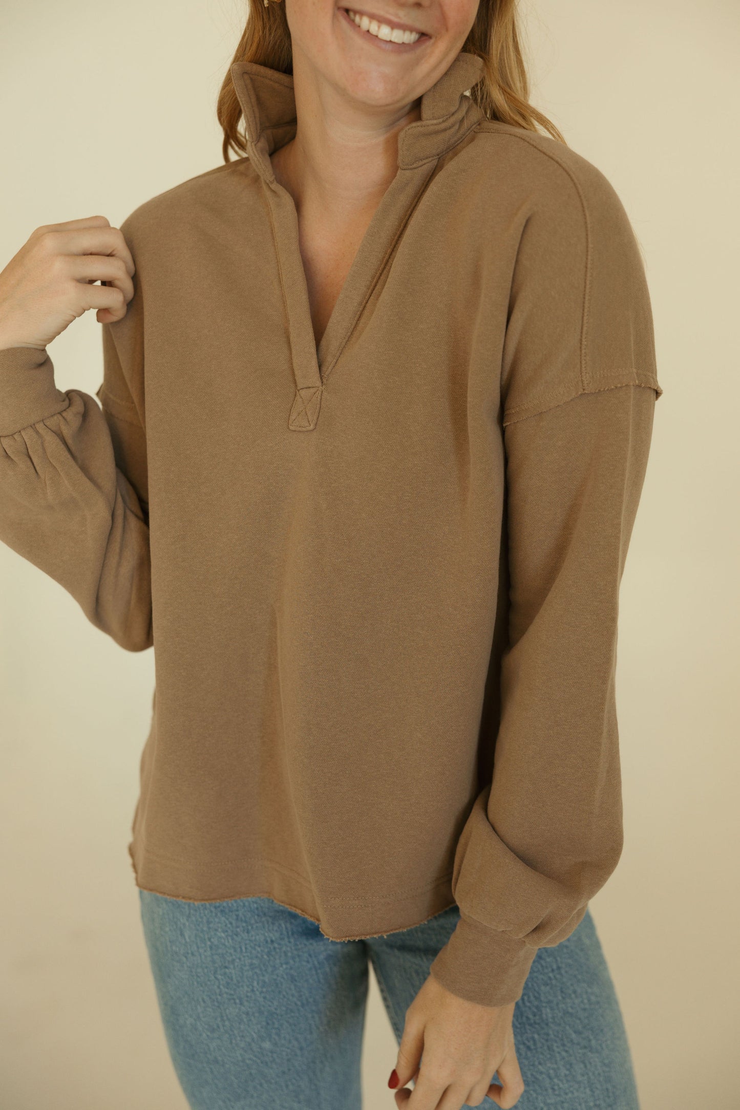 French Terry Collared Pullover