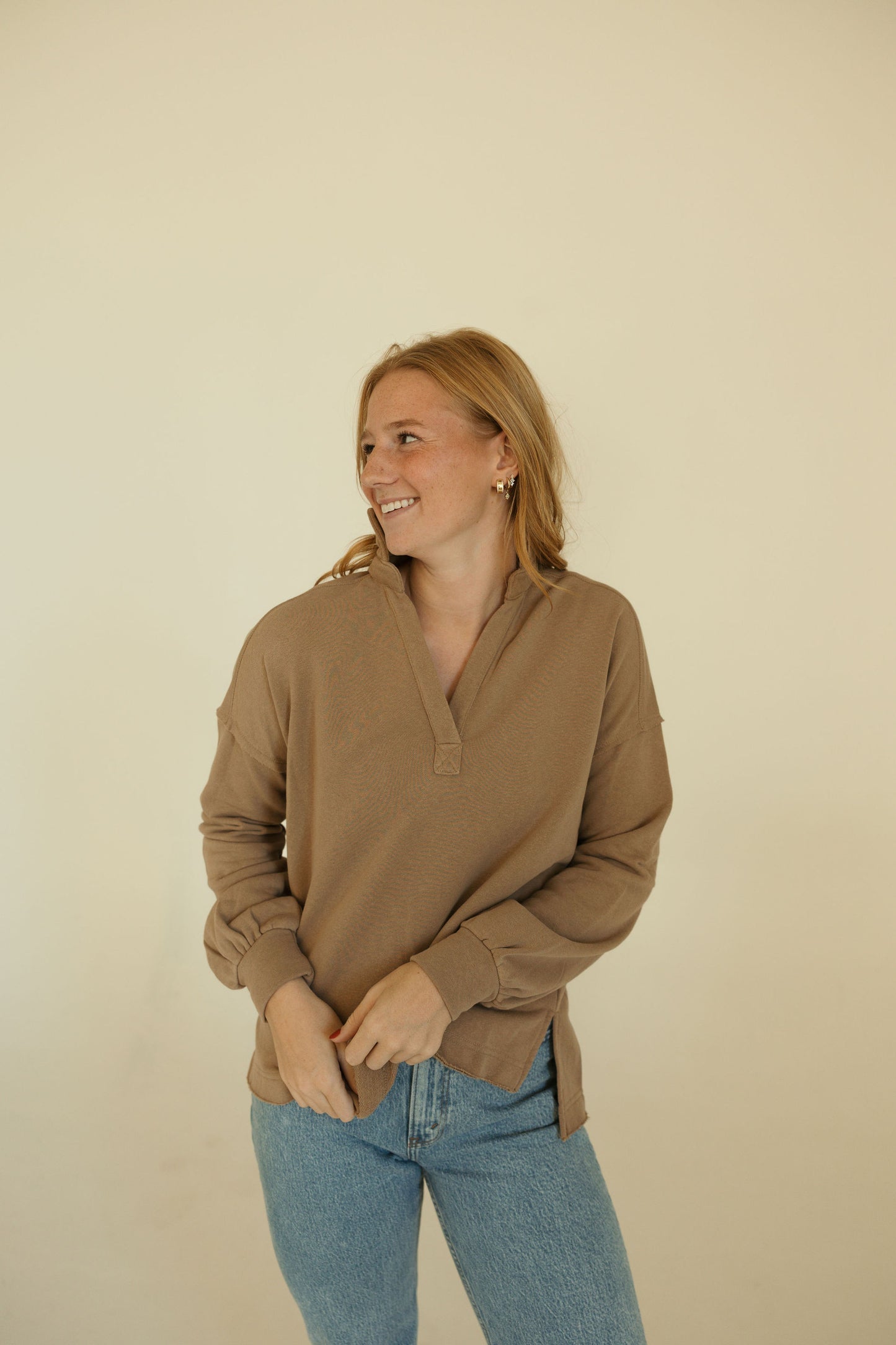 French Terry Collared Pullover