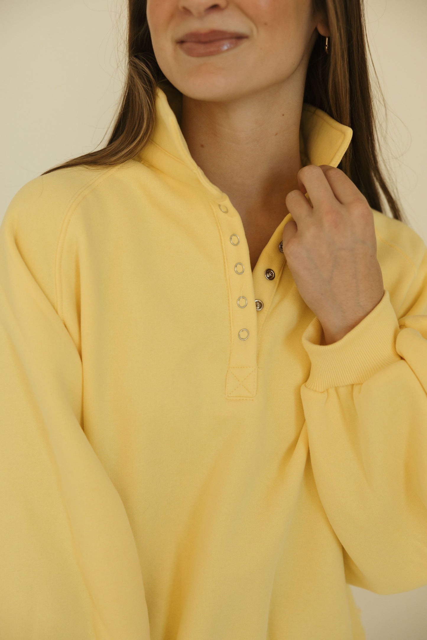 Yellow Snap Collar Crewneck