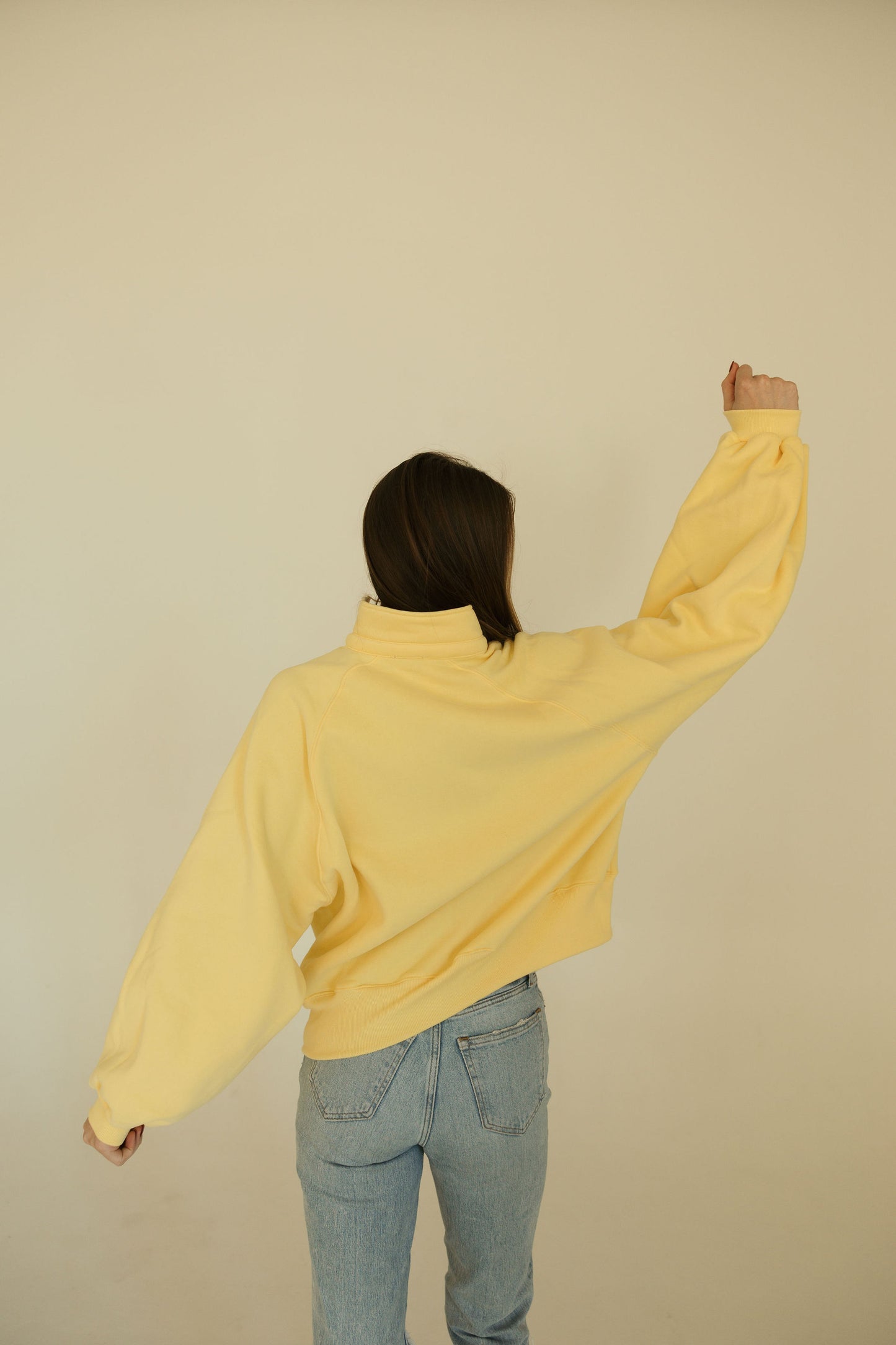 Yellow Snap Collar Crewneck