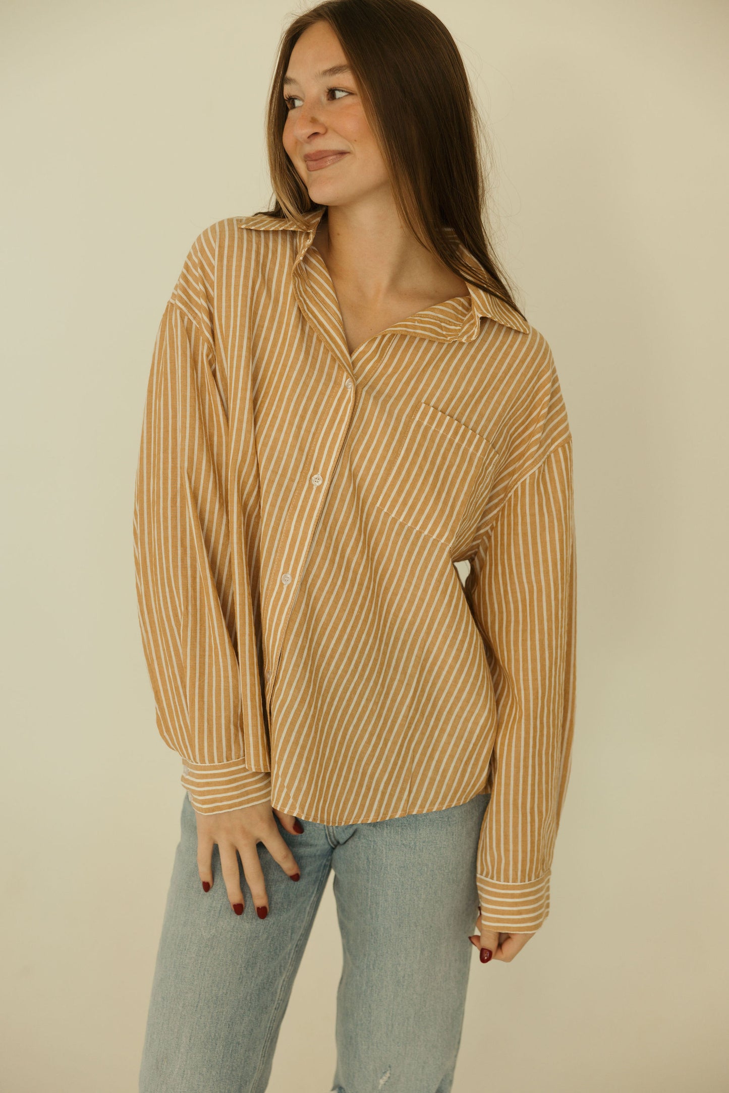Gold Stripe Collared Button Down