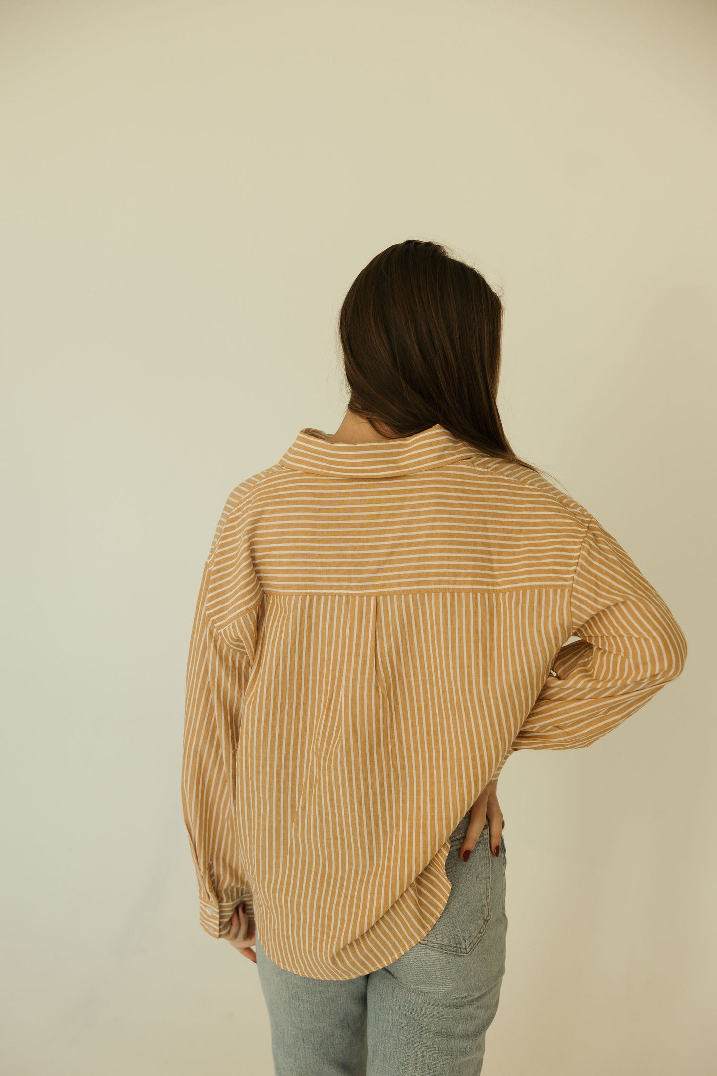 Gold Stripe Collared Button Down