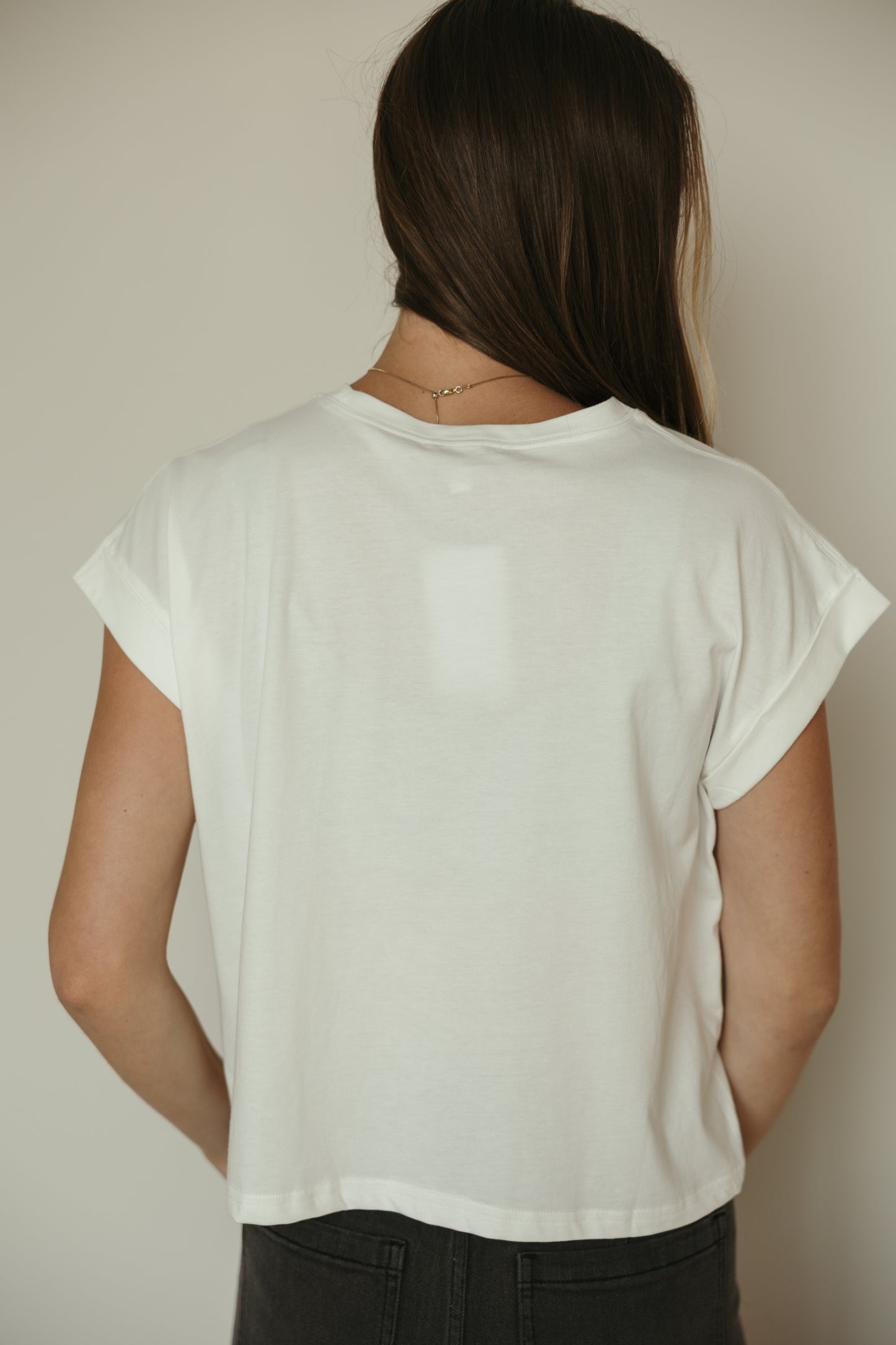 Round Neck Cuffed Basic Top