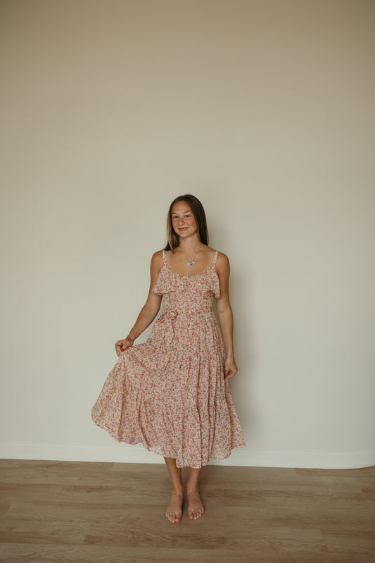 Ruffle Tiered Floral Midi Dress