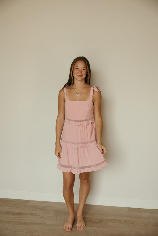 Baby Pink Ruffle Mini Dress