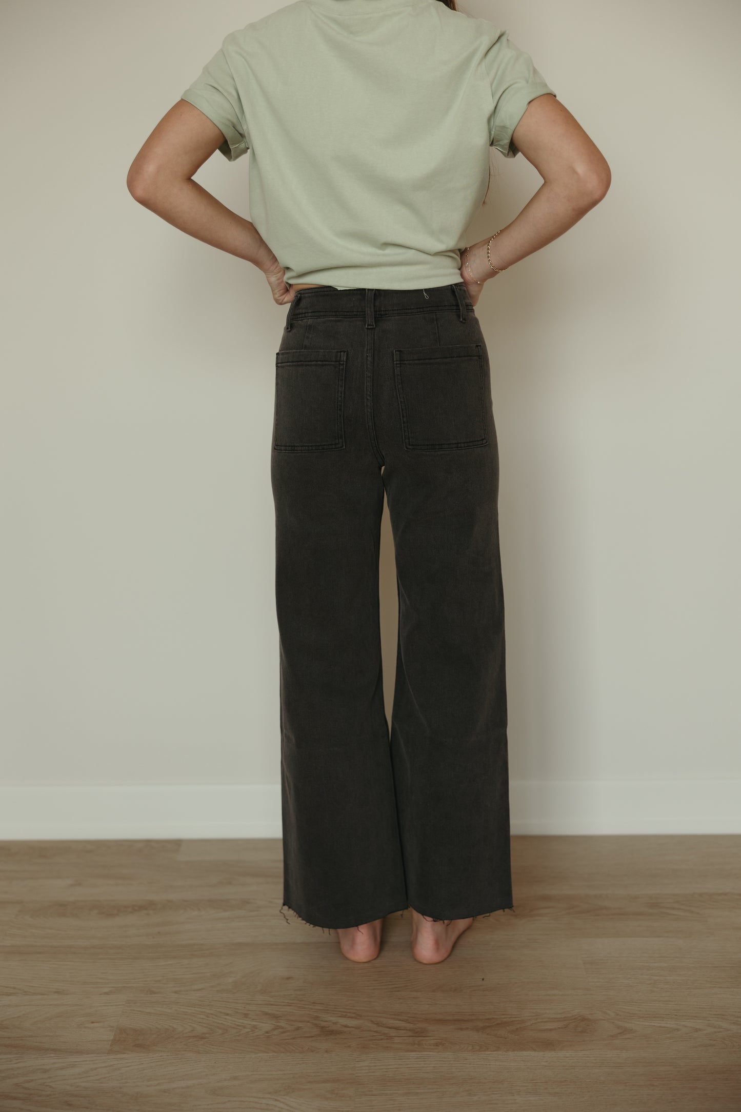 Black Washed Wide Leg Pants