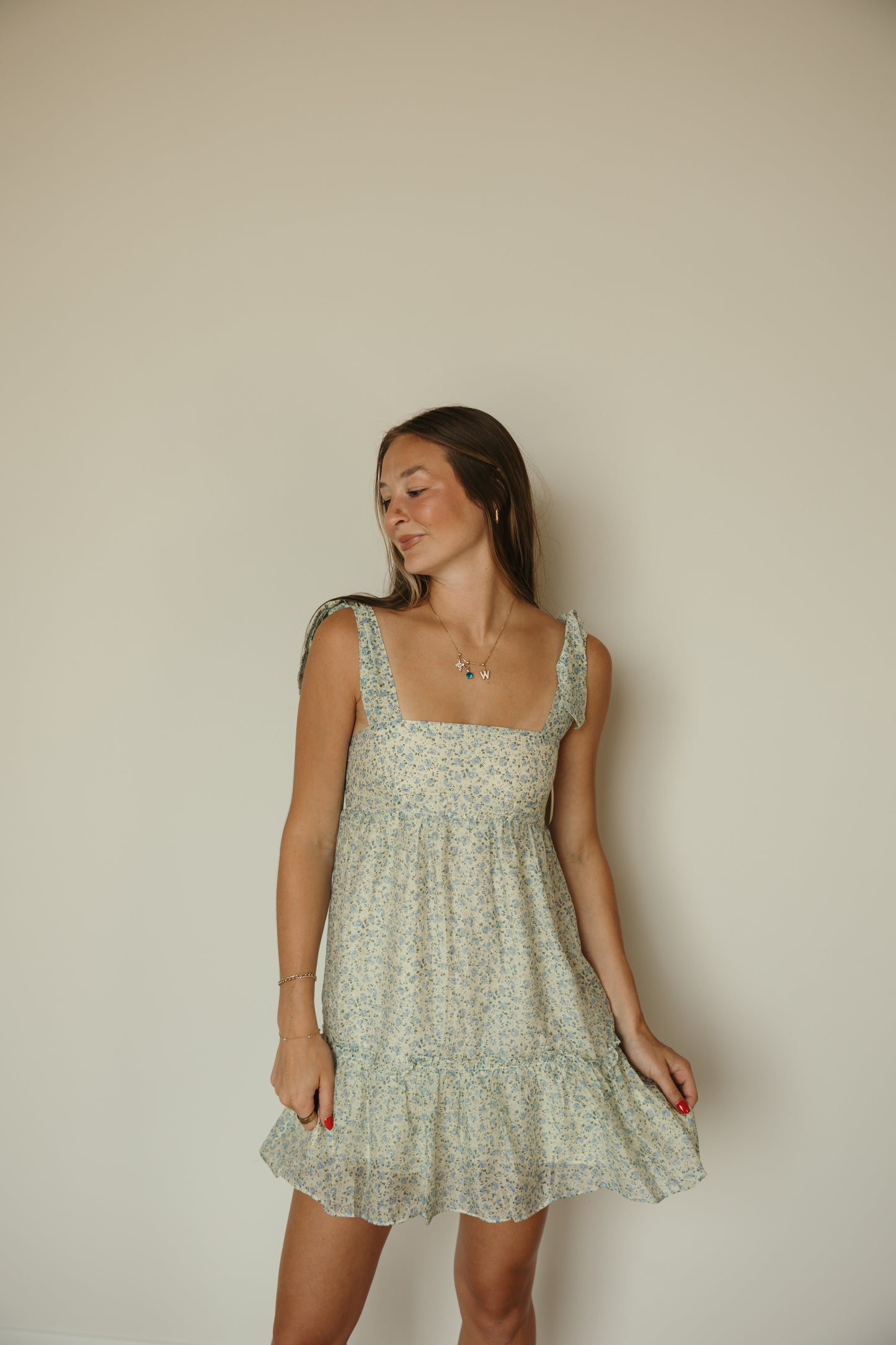 Dusty Lemon Floral Mini Dress