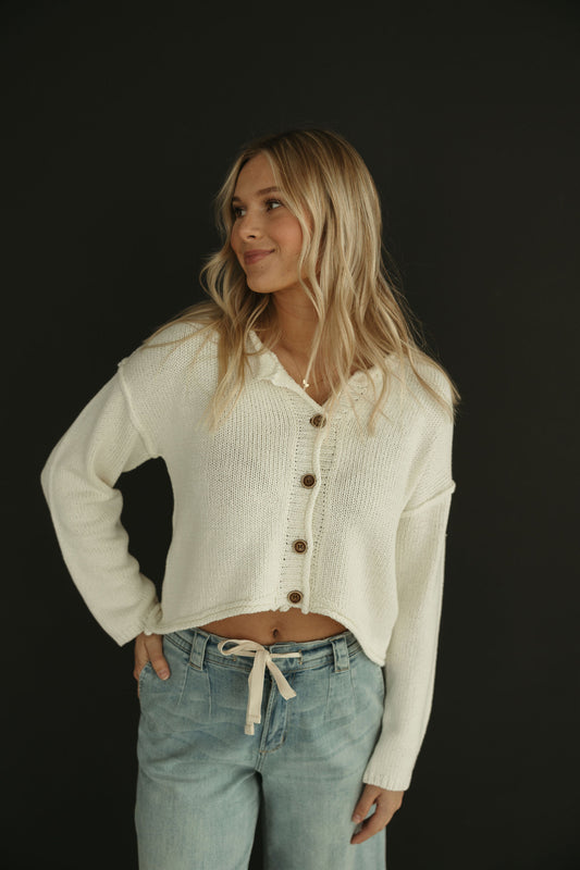 Off White Cropped Cardigan