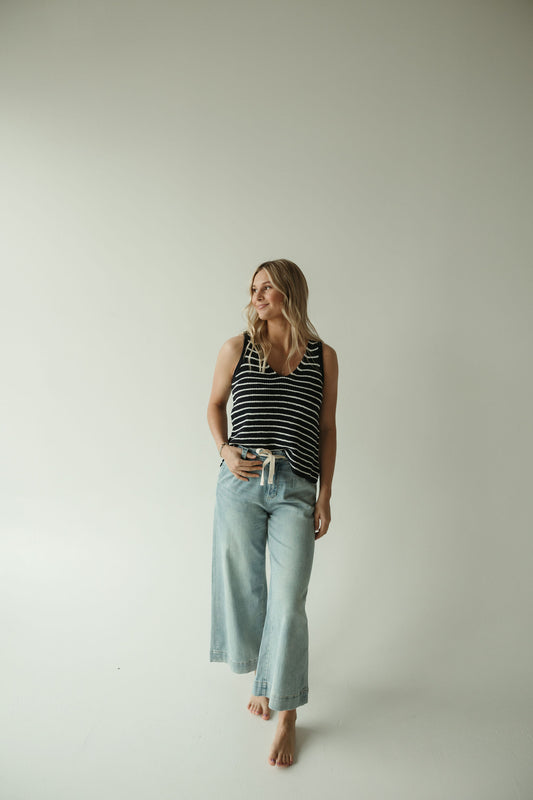 Navy Stripe V-Neck Tank