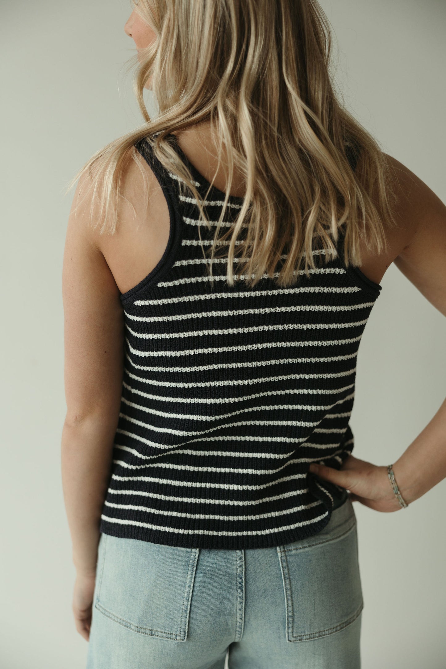 Navy Stripe V-Neck Tank