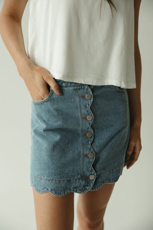 Denim Scalloped Skirt