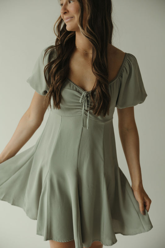 Sage Lace Edge Mini Dress