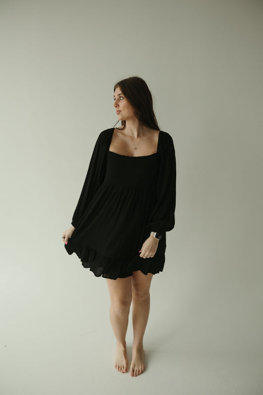 Black Long Sleeve Babydoll Dress