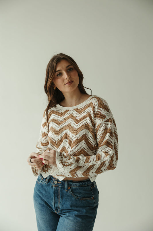 Taupe Chevron Crochet Top