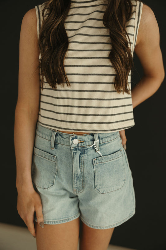 Patch Pocket Denim Shorts