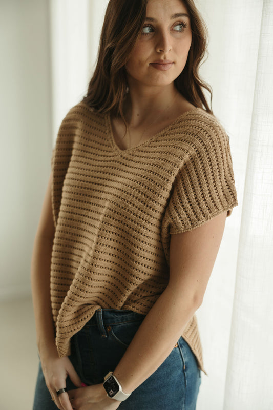 Striped Crochet Sweater Top
