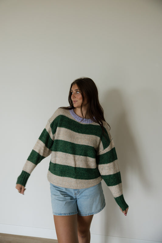 Oversized Green Stripe Sweater