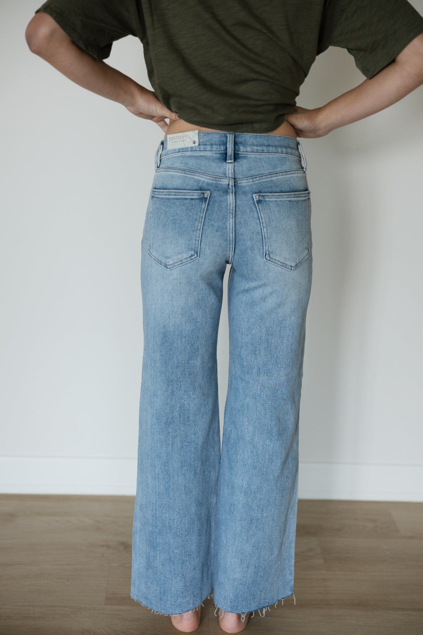 Medium Wash Raw Hem Jeans