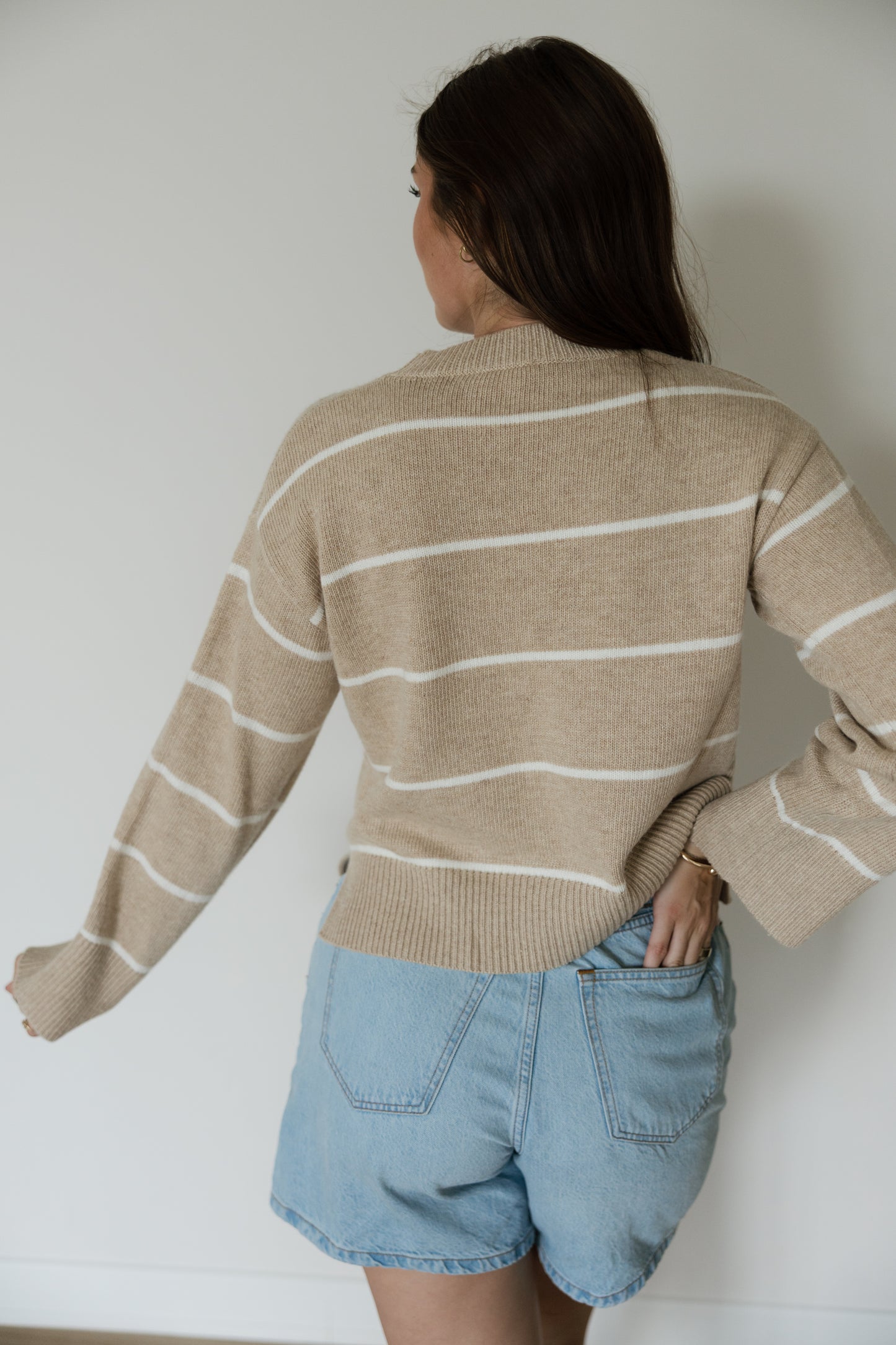 Taupe & White Stripe Sweater