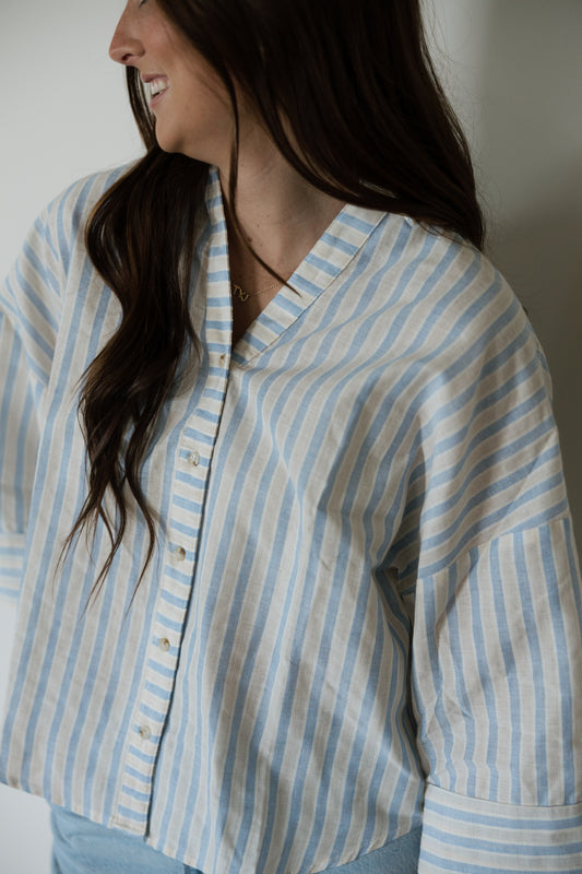 Sunday Stripe Button Down in Blue