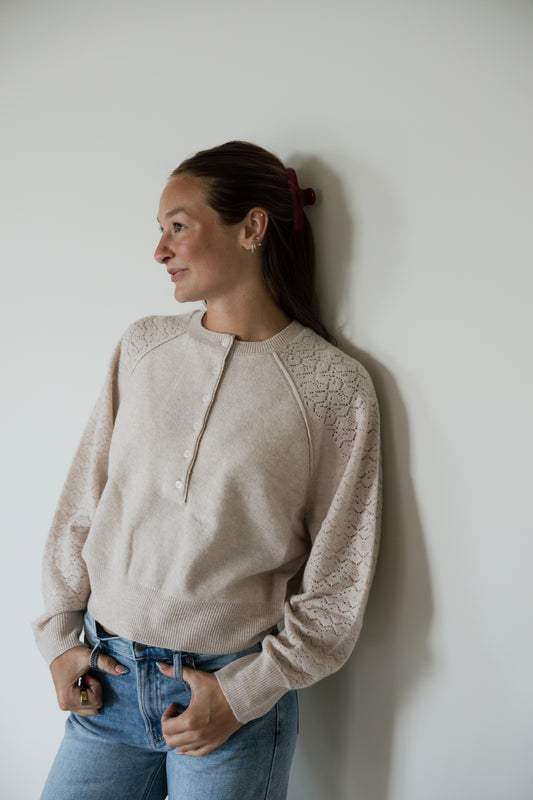 Blush Textured Henley Sweater