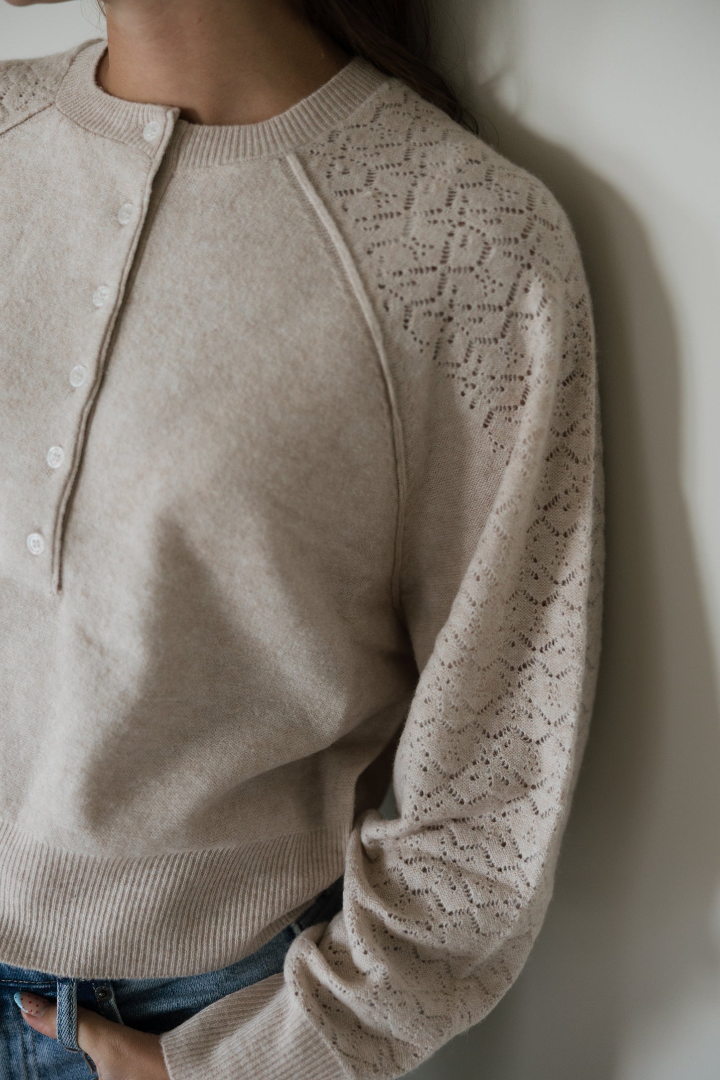 Blush Textured Henley Sweater