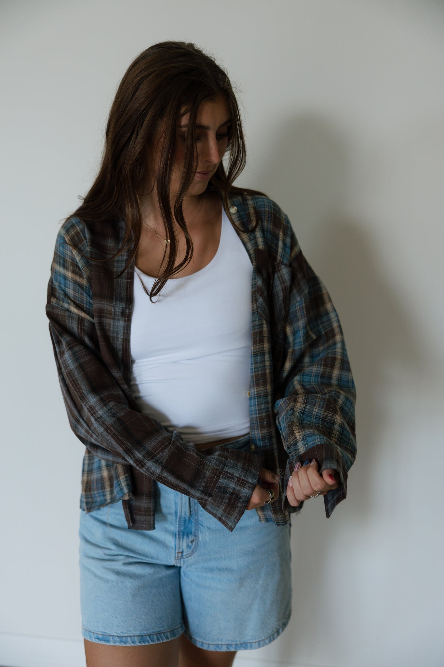 Brown Multi Plaid Flannel Button Down