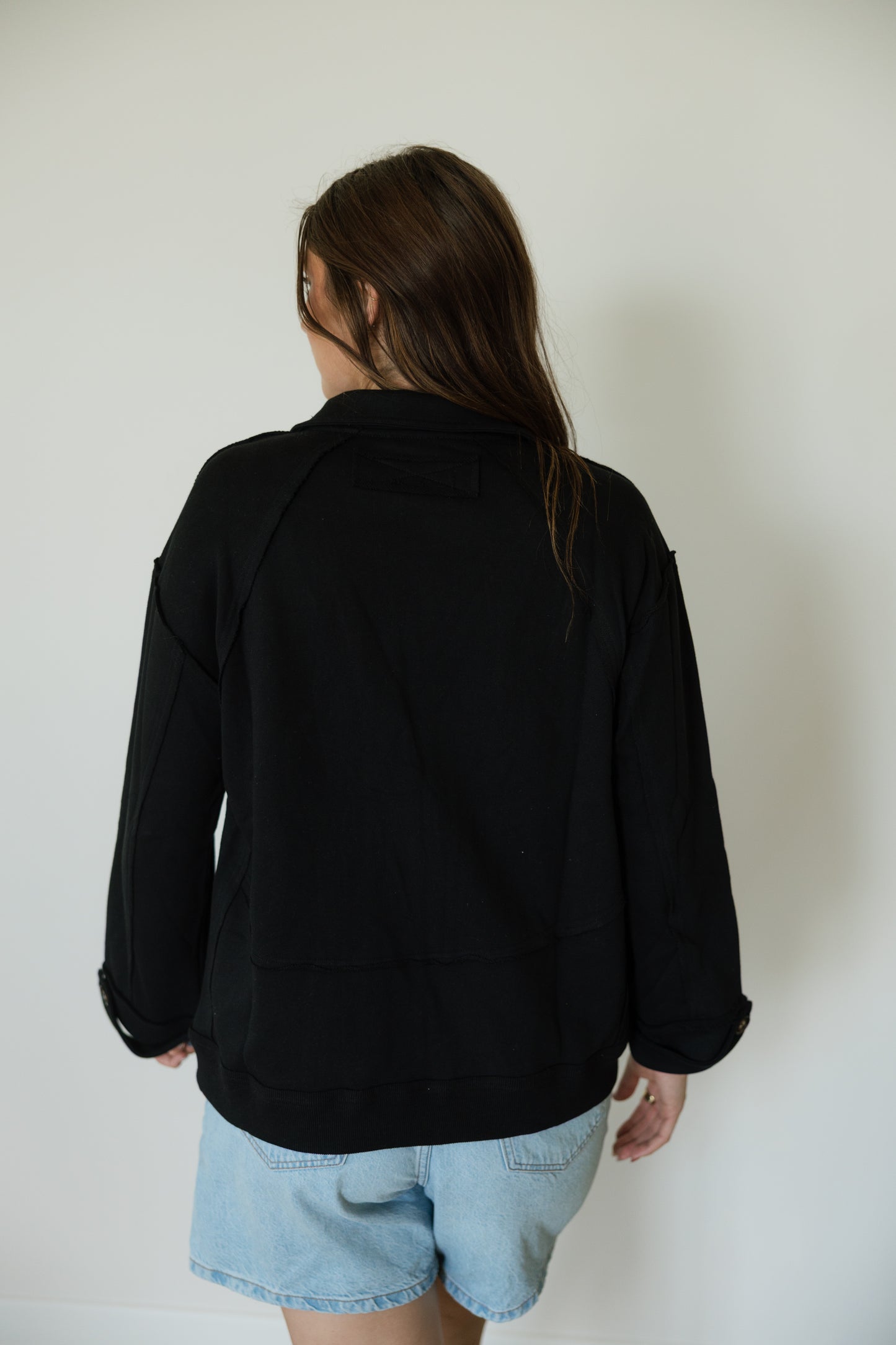 Black Oversized Raw Edge Jacket