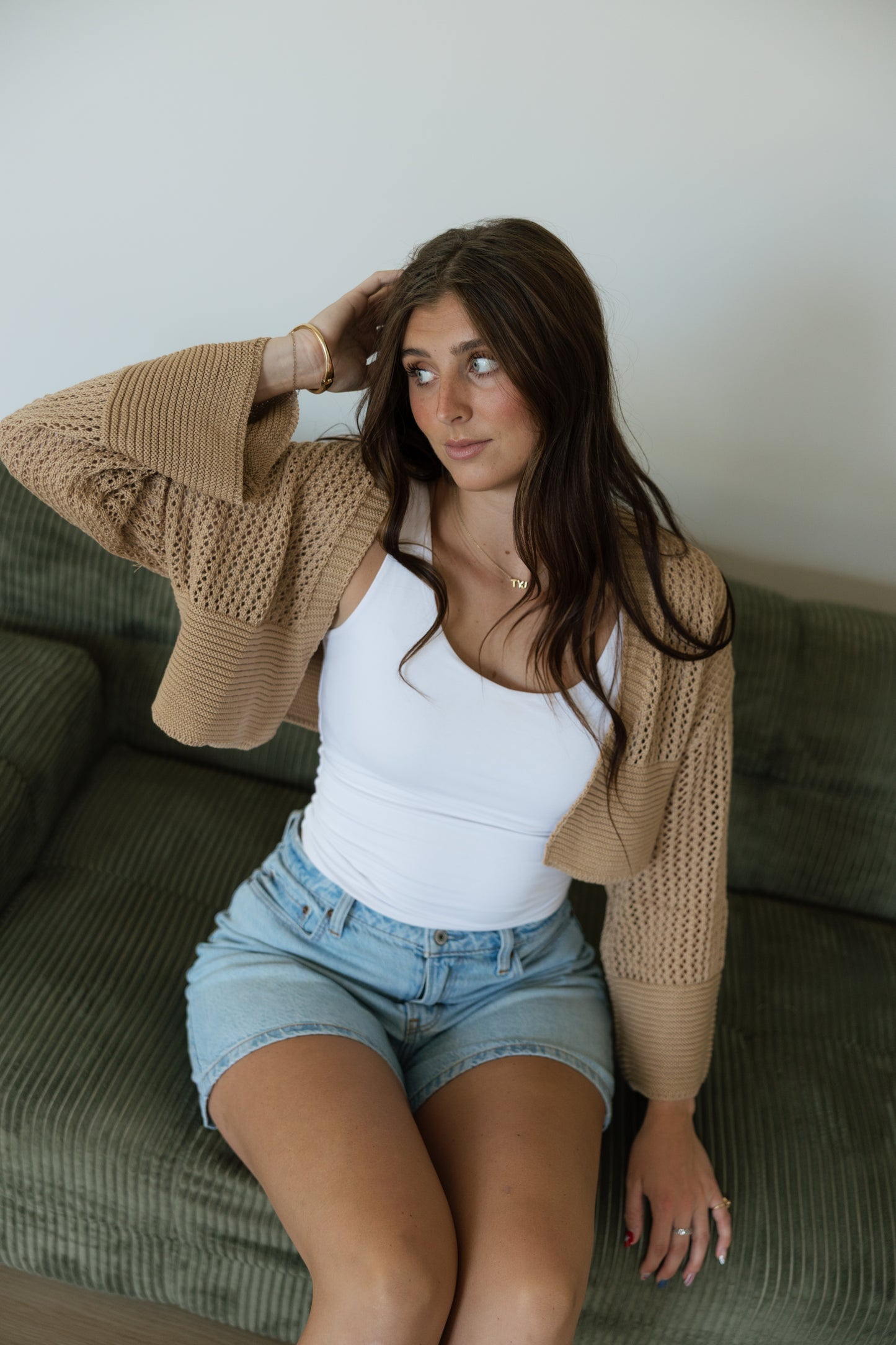 Taupe Open Knit Cardigan