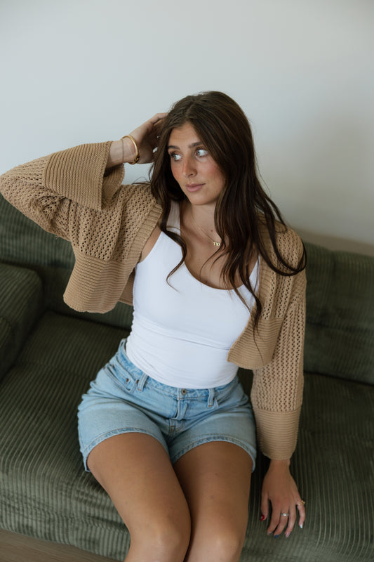 Taupe Open Knit Cardigan