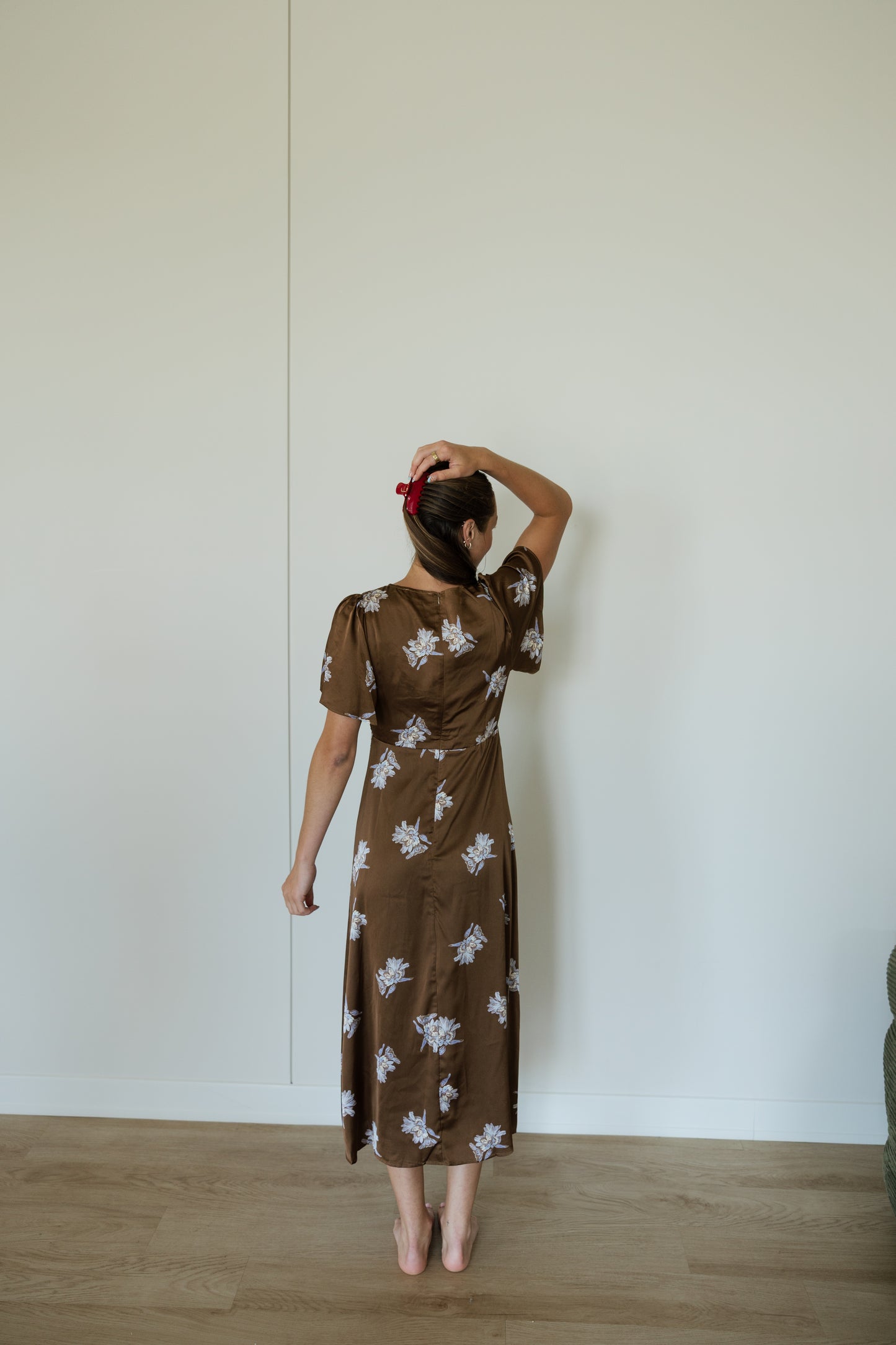 Satin Floral Midi Dress